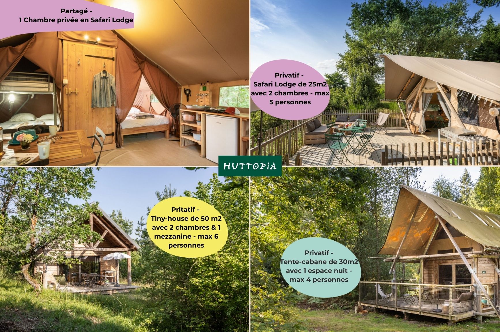 4 options d'hébergement chez make fire sauvage dordogne chez huttopia lanmary